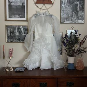 Short Vintage Long Sleeve Wedding dress. Handmade from Bridal Sew. Never Worn!